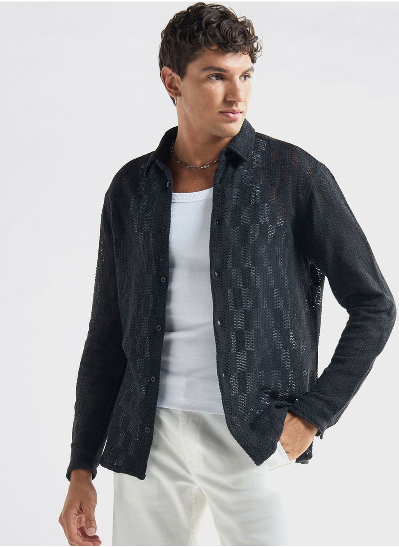FAV Textured Regular Fit Shirt  - Image 1