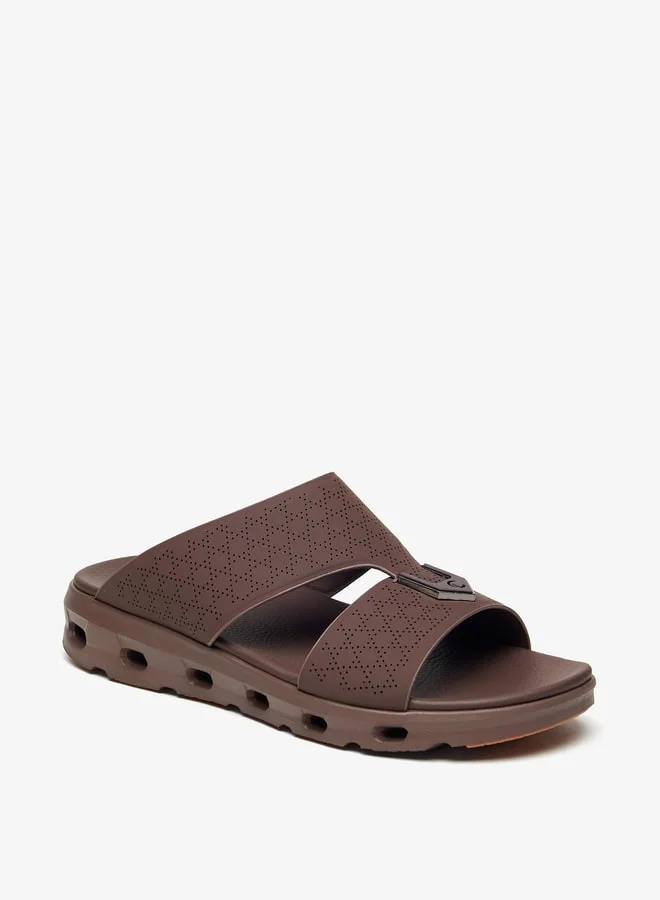 لو كونفورت Men's Textured Arabic Sandals with Metal Accent