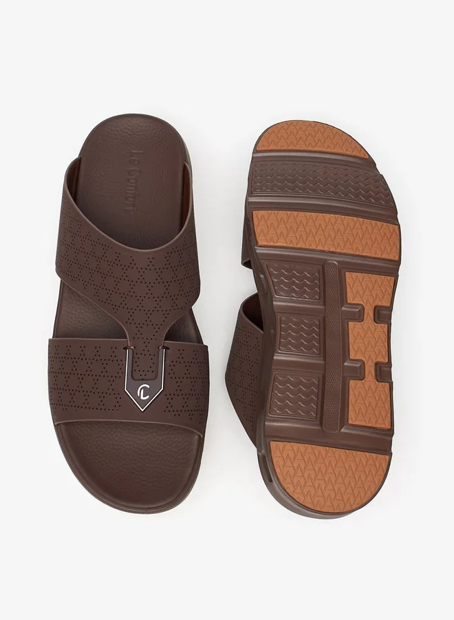 لو كونفورت Men's Textured Arabic Sandals with Metal Accent