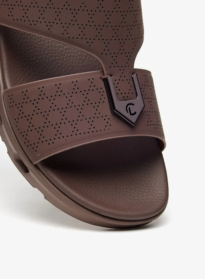 لو كونفورت Men's Textured Arabic Sandals with Metal Accent