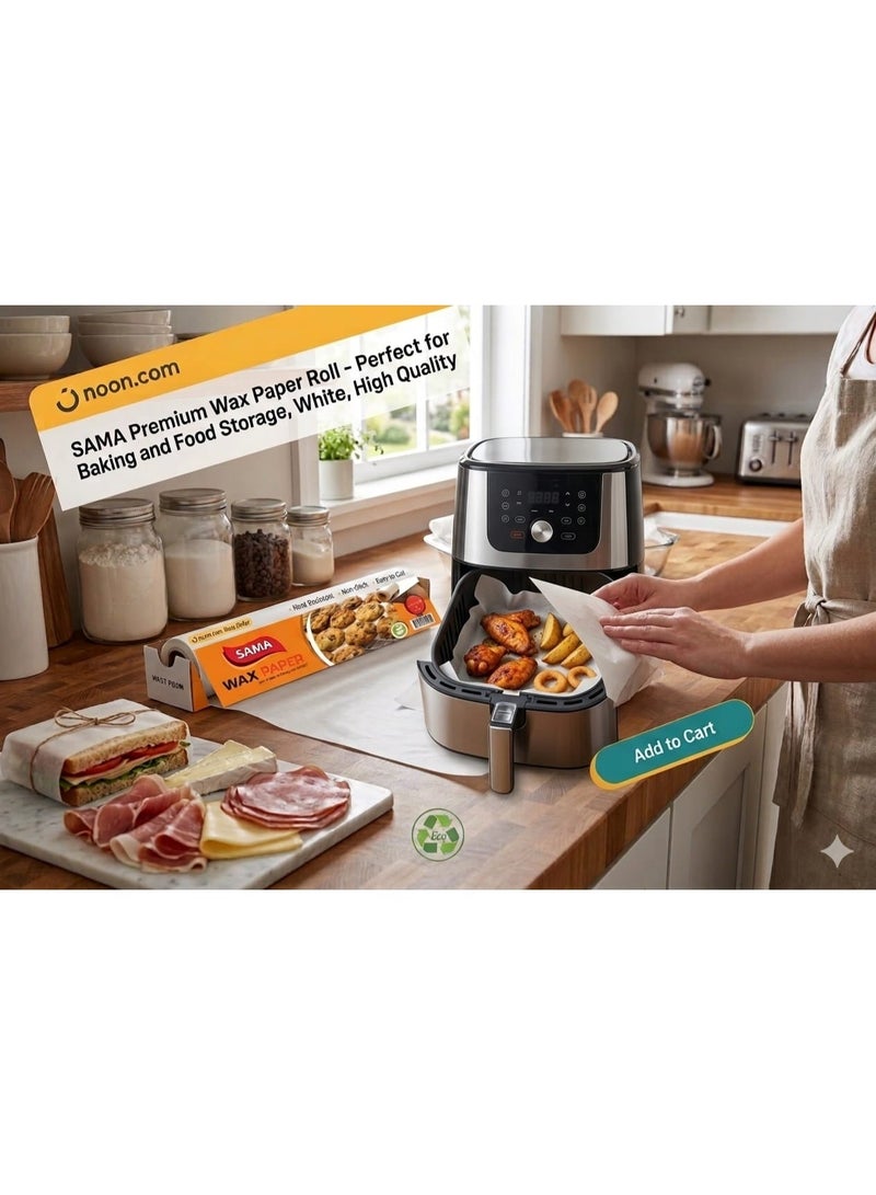 SAMA Premium Parchment Paper Roll by Sama, Non-Stick, Heat & Grease Resistant, Perfect for Baking, Air Frying & Cooking, Built-in Cutter – 5m x 30cm - Image 1