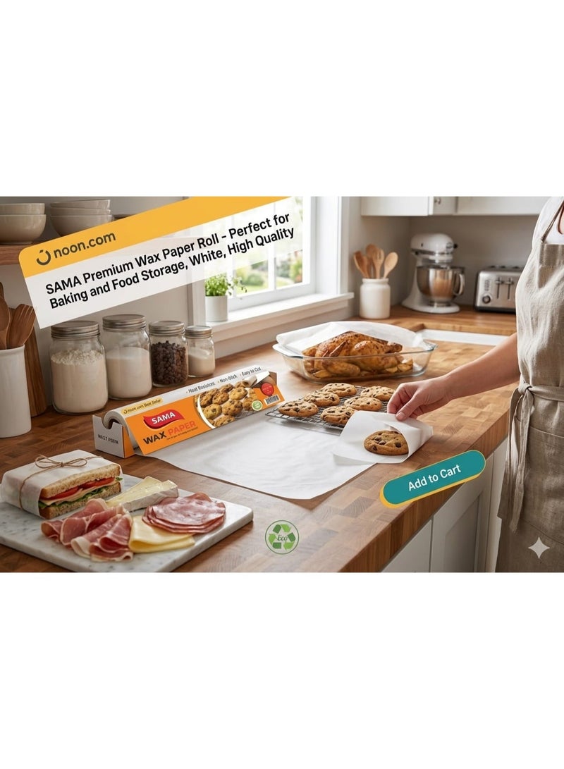 SAMA Premium Parchment Paper Roll by Sama, Non-Stick, Heat & Grease Resistant, Perfect for Baking, Air Frying & Cooking, Built-in Cutter – 5m x 30cm - Image 2