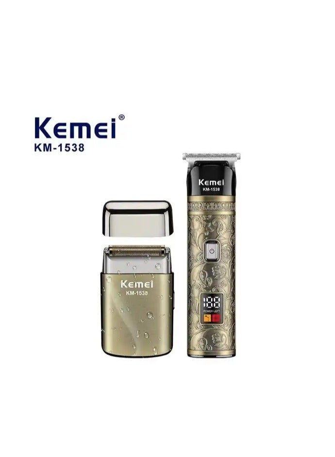 Kemei KM-1538 Professional Hair Trimmer/Shaver – Metal Body, Dual-Use Blade, LCD Display, 60–110 Min Runtime, 600mAh Battery multicolour - Image 2