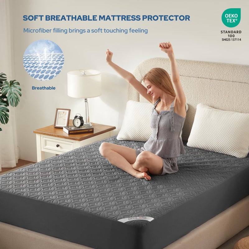 BEDLORE 2 Pack Waterproof Mattress Protector, Queen Size Mattress Pad Noiseless with Deep Pocket 6"-18" Depth, Soft Breathable Dirt-Proof Bed Mattress Cover Washable for Home, Bedroom, Hotel (Gray) - Image 3