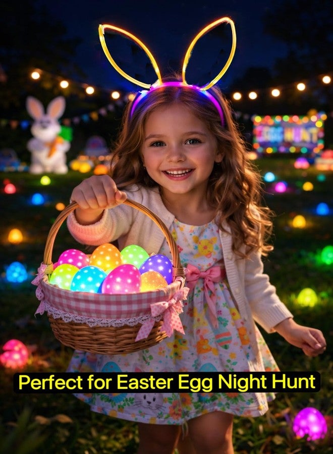 GiftExpress Easter Glow Stick Bunny Ear Headbands, 12 Pack Assorted Colors, Glow Party Headwear for Kids, Teens & Adults, Bunny Ears for Egg Hunts, Night Events, Classroom Parties & Photo Booth Props - Image 3