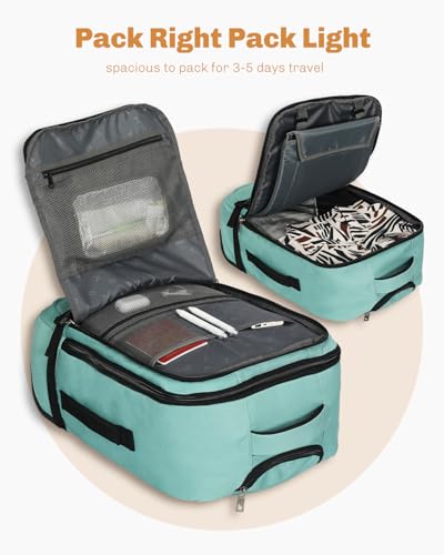 Hynes Eagle Rolling Backpack 42L Backpack with Wheels Airline Approved Carry on Luggage Laptop Travel Suitcase Bag for Women Men Mint Green - Image 4