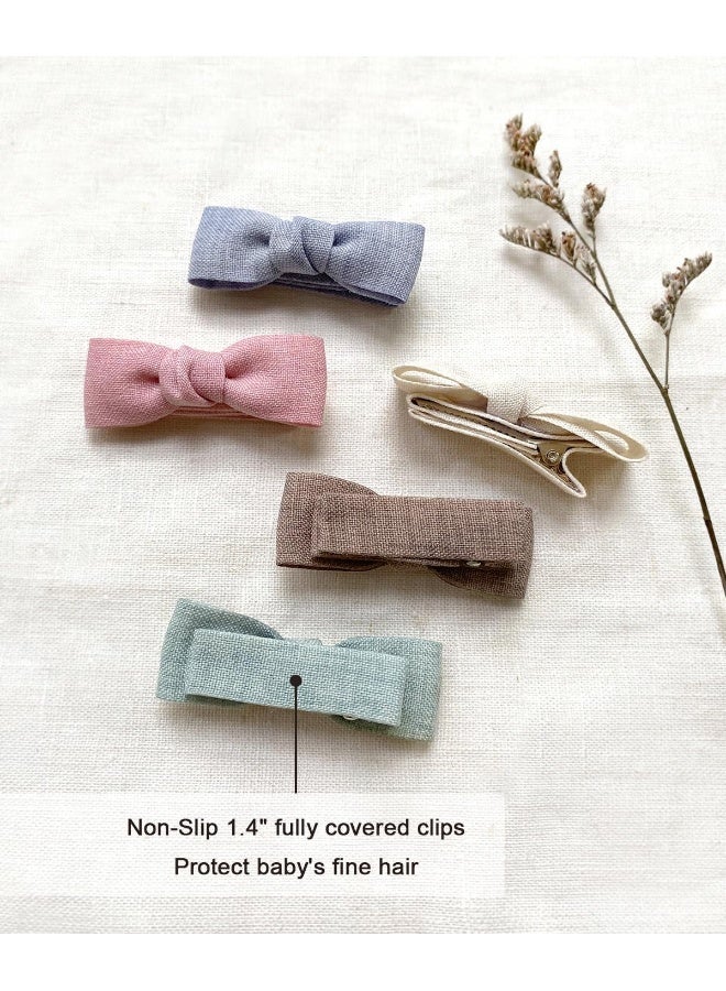 Cherssy Baby Girls Tiny Hair Bow Clips, 10pcs Boutique Fully Lined Hair Pins Mini Baby Barrettes Accessories for Infants Toddlers Fine Hair - Image 5