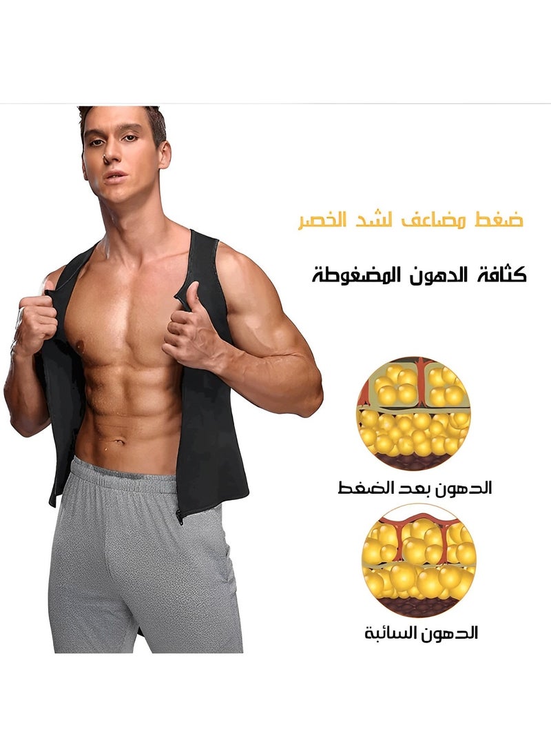 REOCLE Men's Shapewear with 2 Waist Control Abdominal Belts Undershirt Tight Tank Top Compression Shirt Slimming Vest for Weight Loss  - Image 4