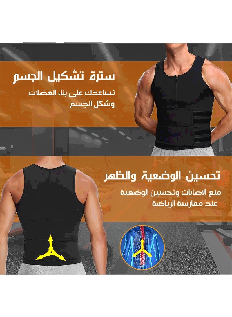 REOCLE Men's Shapewear with 2 Waist Control Abdominal Belts Undershirt Tight Tank Top Compression Shirt Slimming Vest for Weight Loss  - Image 2