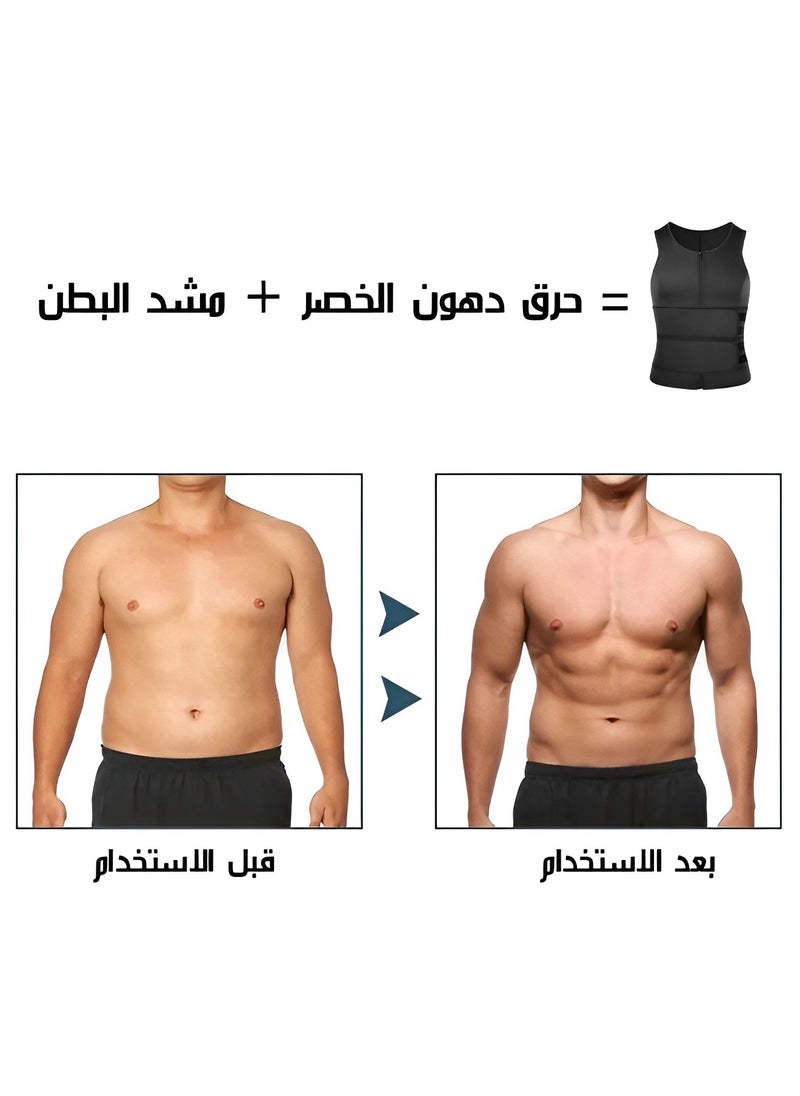 REOCLE Men's Shapewear with 2 Waist Control Abdominal Belts Undershirt Tight Tank Top Compression Shirt Slimming Vest for Weight Loss  - Image 5
