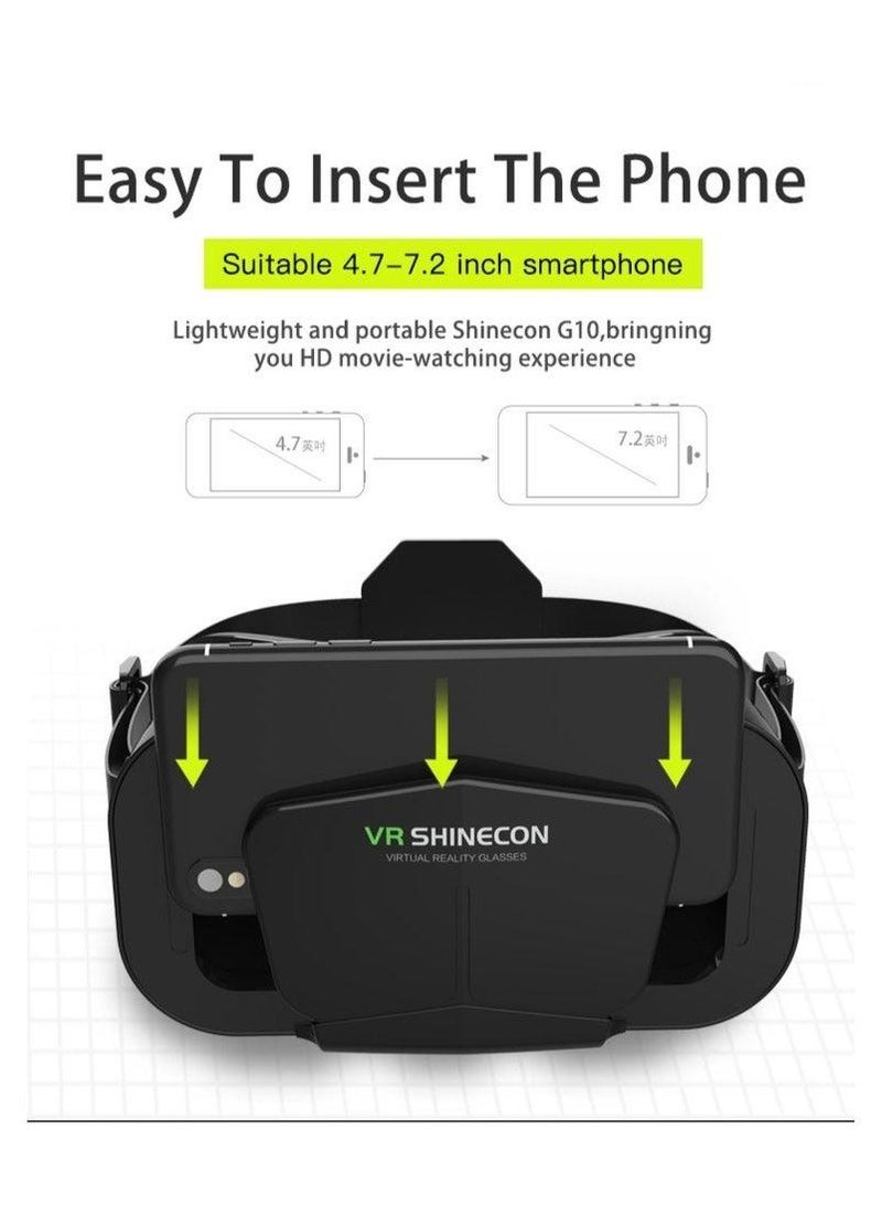 VR SHINECON Adjustable VR Headset Goggles with Remote - 3D Glasses for Android/iOS Phones (Support 4.7~7.2 inch), Customizable Pupil & Object Distance - Image 3
