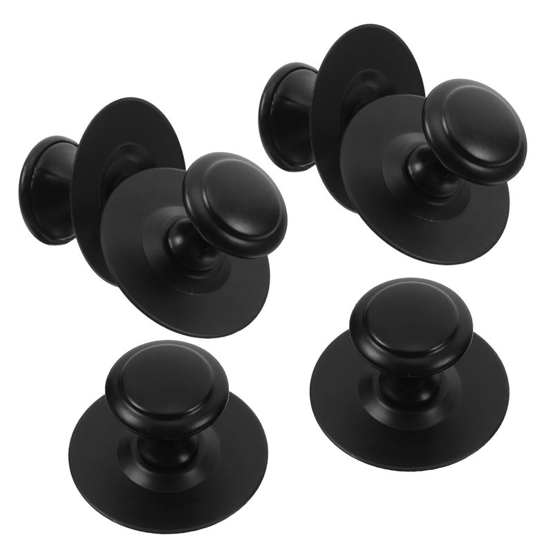 6pcs Black Stainless Steel No Drill Adhesive Mount Drawer Pulls Kitchen Cabinet Knobs - Image 2
