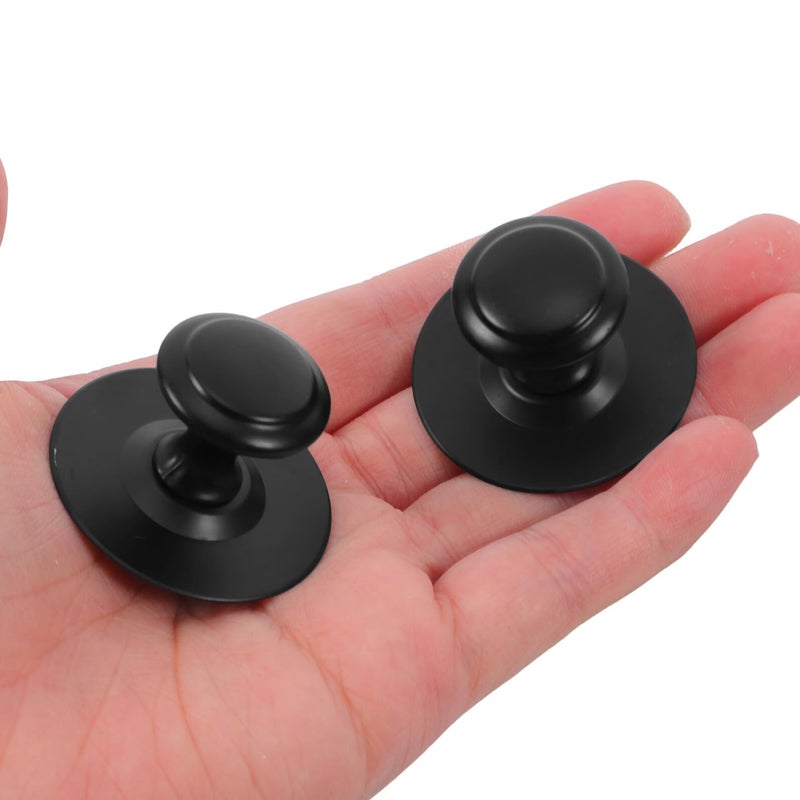 6pcs Black Stainless Steel No Drill Adhesive Mount Drawer Pulls Kitchen Cabinet Knobs - Image 5