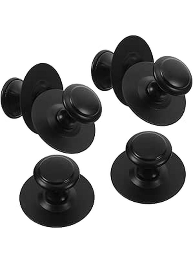 6pcs Black Stainless Steel No Drill Adhesive Mount Drawer Pulls Kitchen Cabinet Knobs - Image 1