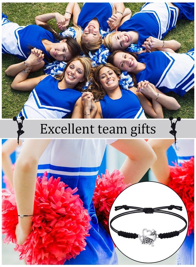 Inbagi 48 Pcs Cheerleader Gifts Cheer Bracelet Cheerleading Charm Bracelet Adjustable Cheerleader Gifts for Cheer Team Cheerleading Jewelry Accessories Bulk, Black Chee - Image 3
