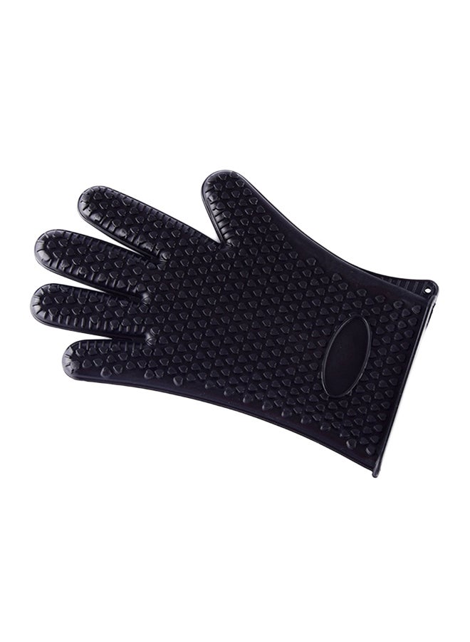 Aknur Non-Slip Insulated Silicone BBQ Grill Glove Black