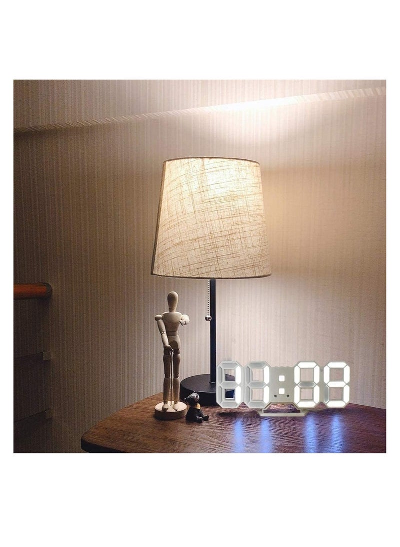 توراتس ساعة منبه رقمية ثلاثية الأبعاد على الحائط بأرقام بيضاء مع سطوع تلقائي قابل للتعديل، عرض درجة حرارة الوقت/التاريخ 12/24 ساعة، ساعة منبه كهربائية لإضاءة الليل لتزيين المنزل الحديث - Image 5