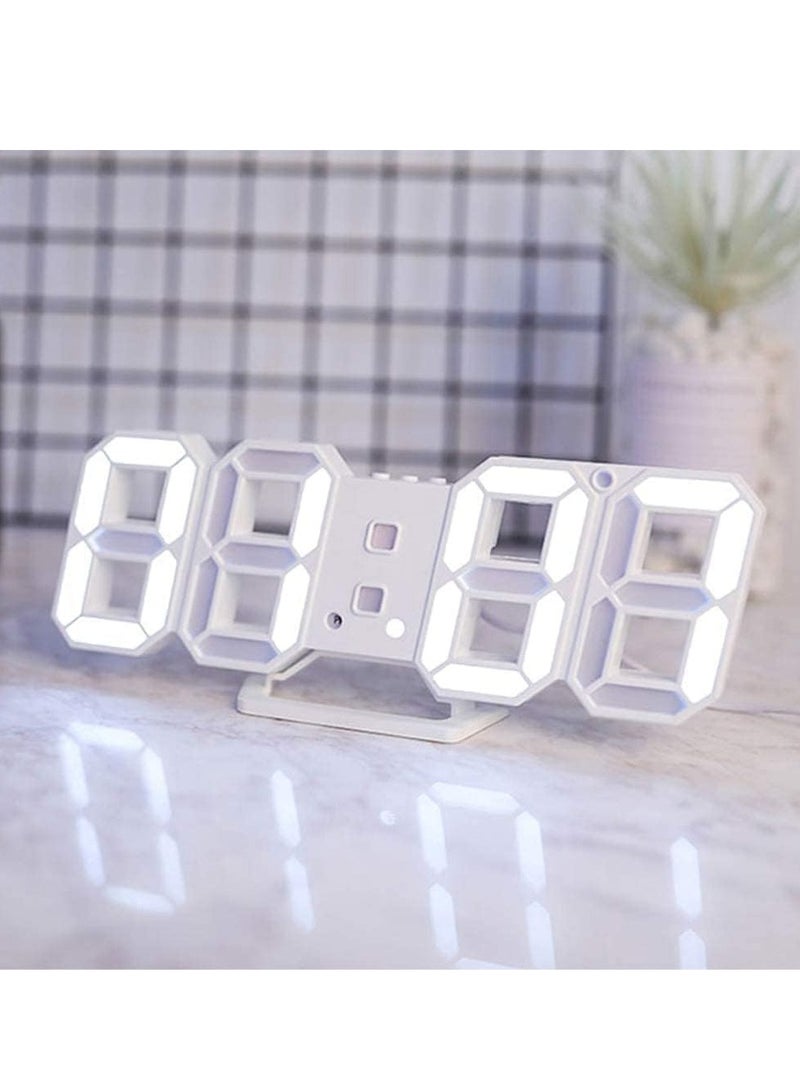 توراتس ساعة منبه رقمية ثلاثية الأبعاد على الحائط بأرقام بيضاء مع سطوع تلقائي قابل للتعديل، عرض درجة حرارة الوقت/التاريخ 12/24 ساعة، ساعة منبه كهربائية لإضاءة الليل لتزيين المنزل الحديث - Image 3