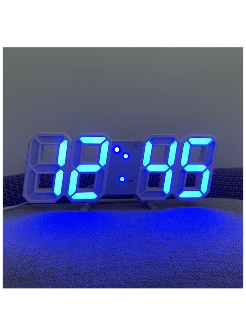 توراتس ساعة منبه رقمية ثلاثية الأبعاد على الحائط بأرقام بيضاء مع سطوع تلقائي قابل للتعديل، عرض درجة حرارة الوقت/التاريخ 12/24 ساعة، ساعة منبه كهربائية لإضاءة الليل لتزيين المنزل الحديث - Image 1