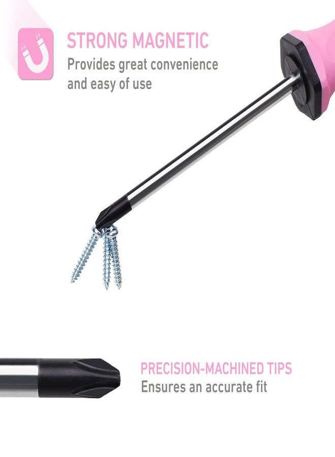 FASTPRO 12-Piece Pink Magnetic Screwdrivers Set with Slotted Phillips Screwdrivers and Precision Screwdrivers, Repair Tool Kit for Women with Storage Bag - Image 5