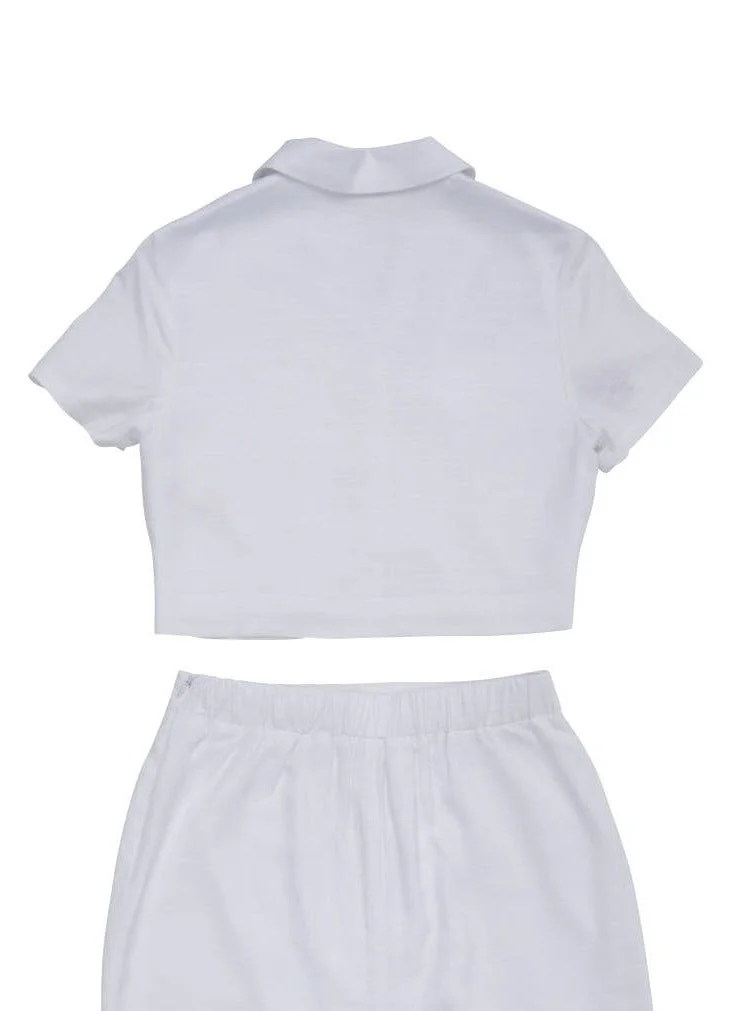 Ashita Fernandes  Floral Embroidered Button Down Crop Top for Women | Best Price UAE