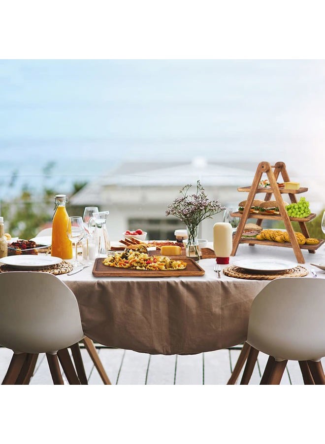 Manspdier Wood 3 Tier Serving Tray Three Tiered Cupcake Stand, Rectangle Serving Platter Wooden Farmhouse Tiered Tray, Party Serving Dishes for Entertaining, Rustic Wood Tray Vintage Party Trays and Platters - Image 5