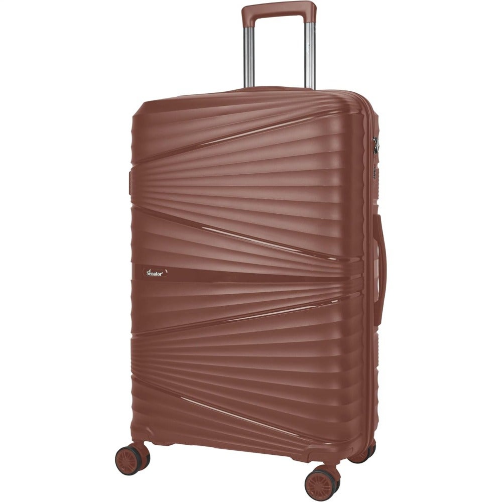 Hard case luggage for Unisex PP lightweight 4-wheel suitcase with combination lock in black, durable and smooth-rolling for travel