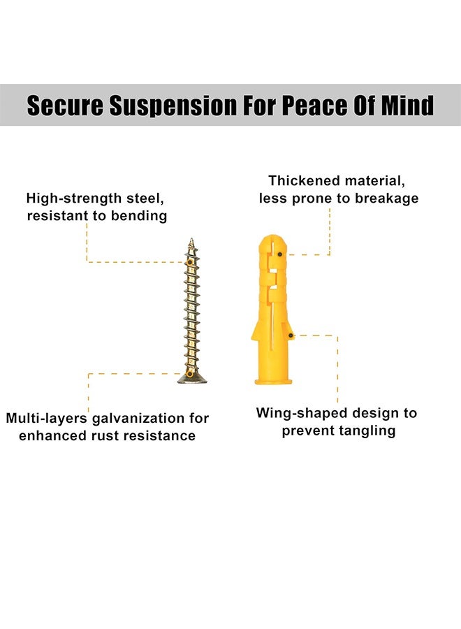 Lemon 270 PCS Drywall Anchors and Screws Assortment Kit, 135 Plastic Dry Wall Expansion Anchors and 135 Philips Flat Head Wood Screws, 5 Sizes Wall Hanging Kit for Art Decor, Replaces Picture Nails - Image 3