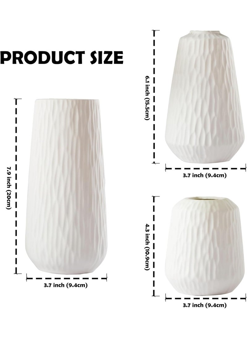 كيلا طقم مزهرية سيراميك أبيض من 3 قطع، مزهرية بيضاء عصرية للقطع المركزية، مزهريات لتزيين المائدة، مزهريات صغيرة محايدة للمائدة/رف الكتب/غرفة المعيشة/غرفة الطعام/غرفة النوم - Image 3