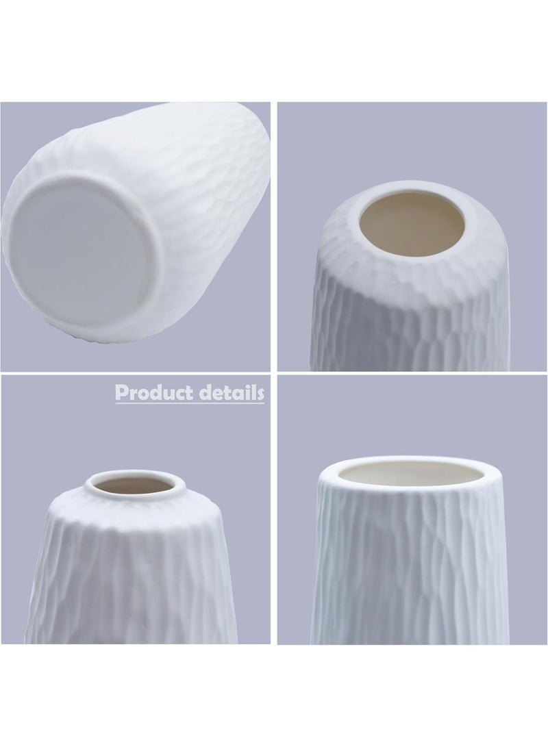 كيلا طقم مزهرية سيراميك أبيض من 3 قطع، مزهرية بيضاء عصرية للقطع المركزية، مزهريات لتزيين المائدة، مزهريات صغيرة محايدة للمائدة/رف الكتب/غرفة المعيشة/غرفة الطعام/غرفة النوم - Image 4