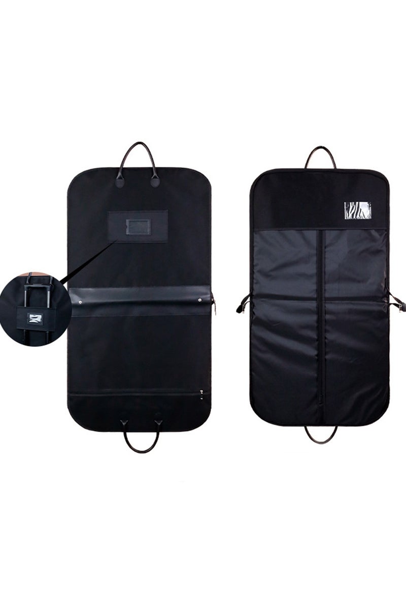 حقائب ملابس متعددة الوظائف قابلة للطي مع جراب عربة الأمتعة، حامل بدلات مقاوم للماء، أكسفورد متين فاخر، لوحة من جلد البولي يوريثان، جيوب كبيرة، أسود - Image 2