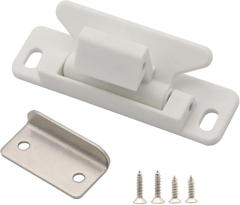 White Universal RV Boat Cabinet Door Catch Drawer Latch for Closet Doors Nylon Metal - Image 1