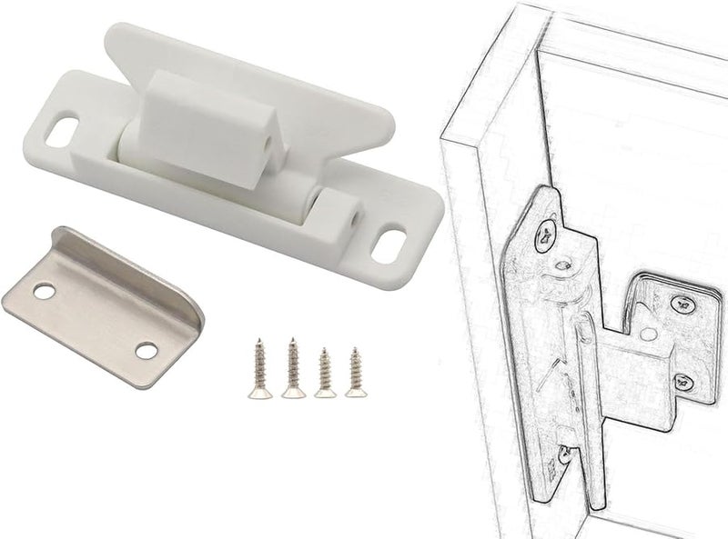 White Universal RV Boat Cabinet Door Catch Drawer Latch for Closet Doors Nylon Metal - Image 3