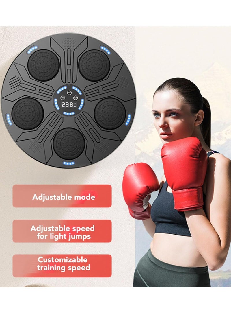DIGI CORE - LED Music Boxing Machine Wall Mounted Boxing Target Supports Bluetooth 9 Speed Modes And Counting Mode With 5 Soft PU Boxing Targets For Adults And Kids For Excise 2000mAh Battery - Image 1