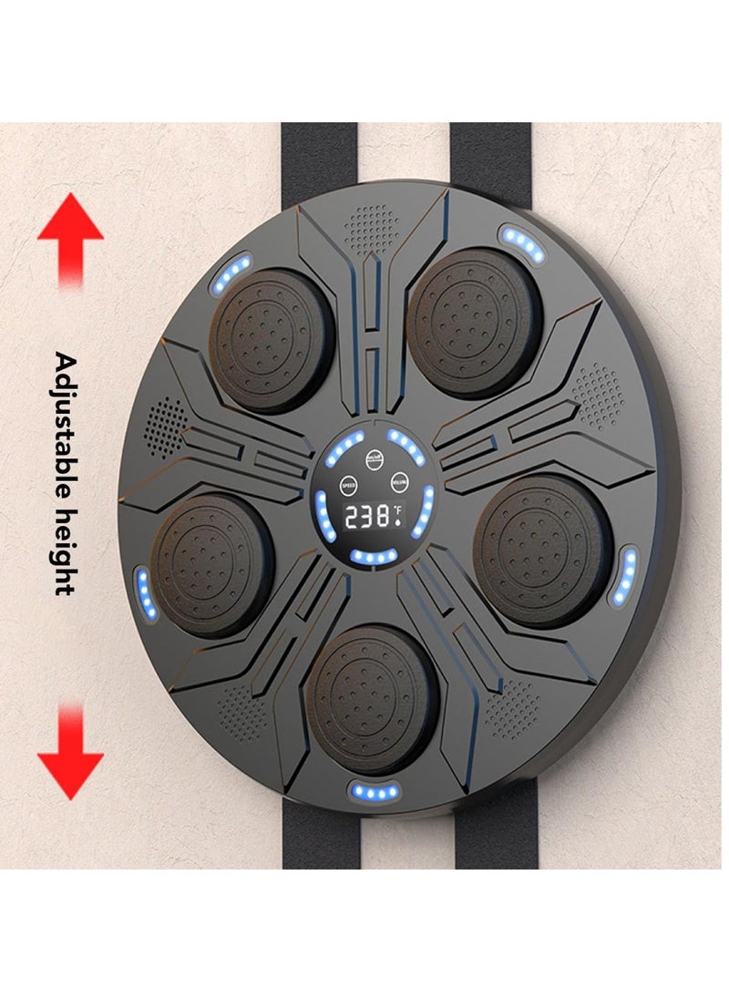 DIGI CORE - LED Music Boxing Machine Wall Mounted Boxing Target Supports Bluetooth 9 Speed Modes And Counting Mode With 5 Soft PU Boxing Targets For Adults And Kids For Excise 2000mAh Battery - Image 1
