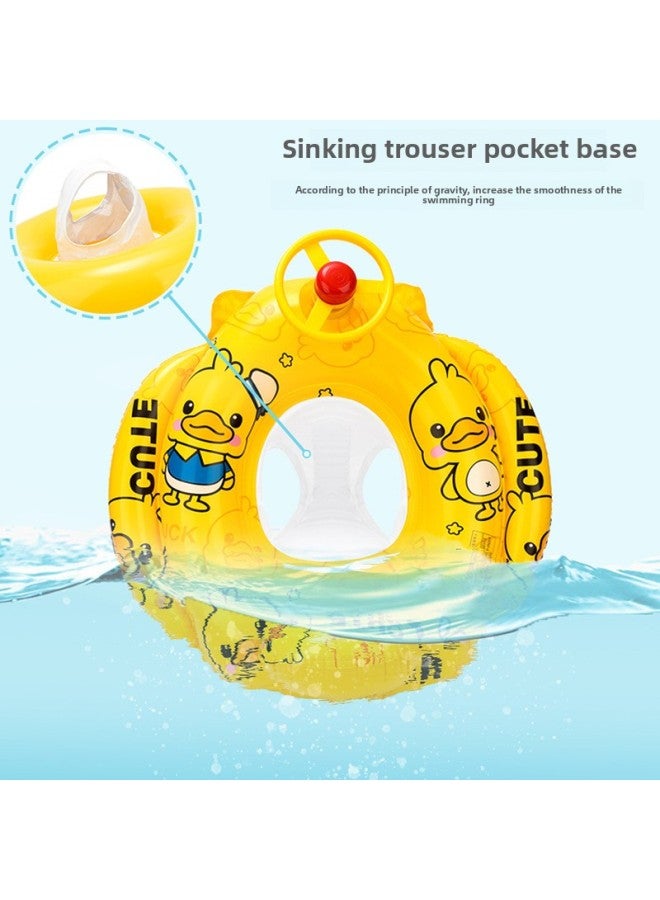 Generic Yellow Duck Children's Swimming Ring Baby's Seat Ring For Boys And Girls Underarm Ring Thickened Arm Ring Infant Float Ring Life Buoy-After Inflation, The Inner Diameter:60-handle Cotton Pants Pocke - Image 3