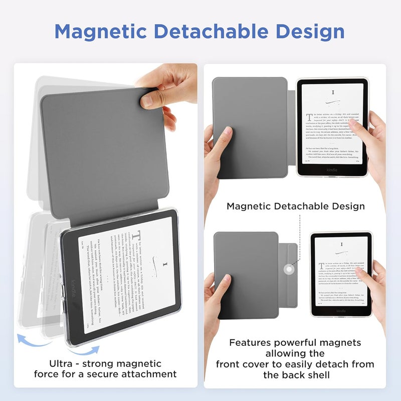 SESENSE Detachable Magnetic Case for 7'' Kindle Paperwhite 12th Gen 2024 and Kindle Colorsoft Signature Edition, Slim PU Shell Cover Case with Auto Wake/Sleep, Flowers - Image 3