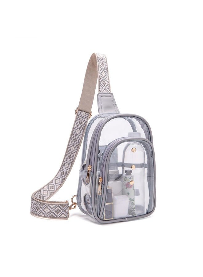 XYWstore Clear Sling Bag, Clear Bag for Stadium Events for Women, Clear Crossbody Bag for Stadium Approved (grey) - Image 1