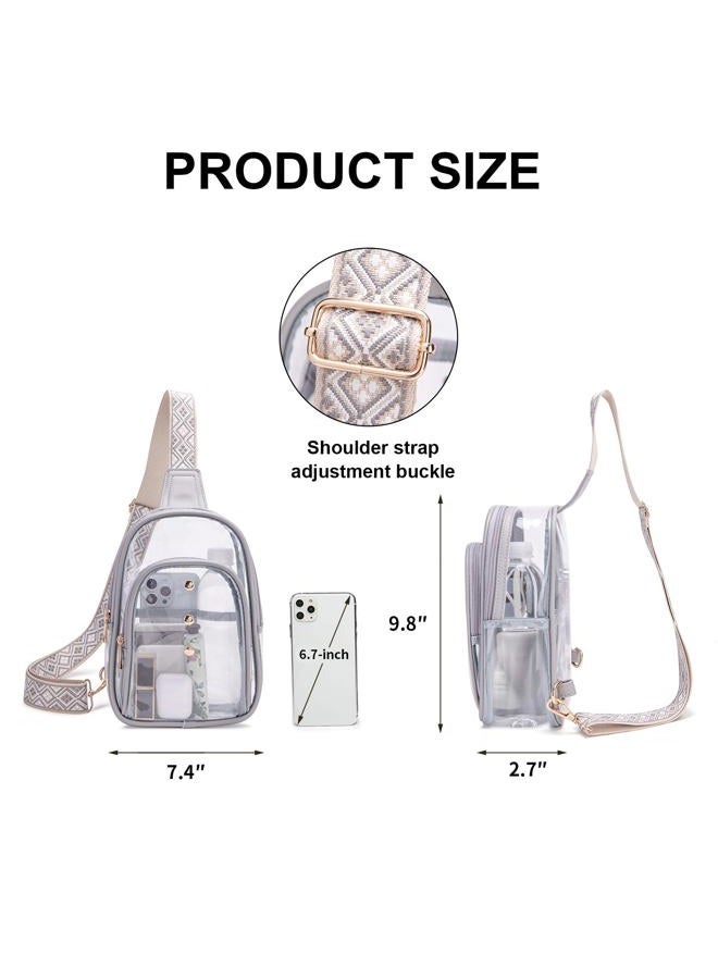 XYWstore Clear Sling Bag, Clear Bag for Stadium Events for Women, Clear Crossbody Bag for Stadium Approved (grey) - Image 4