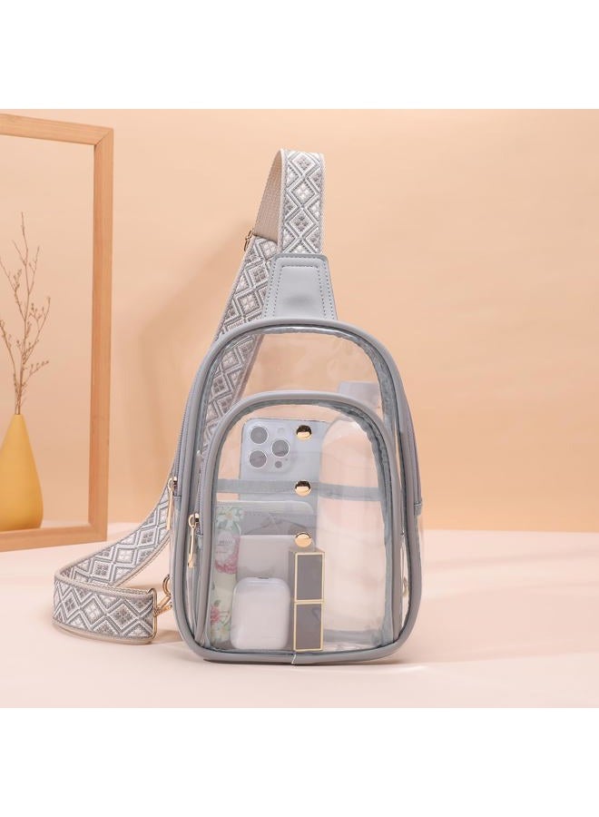 XYWstore Clear Sling Bag, Clear Bag for Stadium Events for Women, Clear Crossbody Bag for Stadium Approved (grey) - Image 2