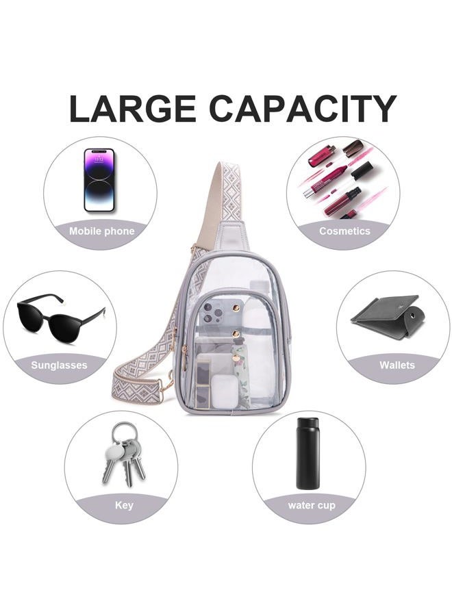 XYWstore Clear Sling Bag, Clear Bag for Stadium Events for Women, Clear Crossbody Bag for Stadium Approved (grey) - Image 5