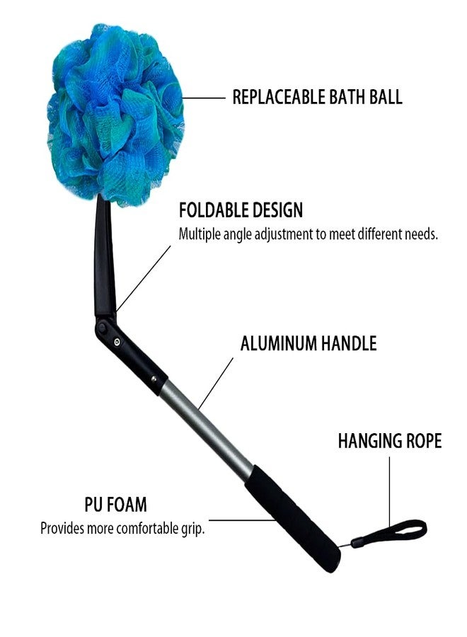 EASACE Long Handled Loofah with Sponges by Shower,Back Scrubber & Bath Sponges,Body Exfoliator Luffa on a Stick,for Elderly & Disabled, Soft Loofah for Bathing Men & Women - Image 3