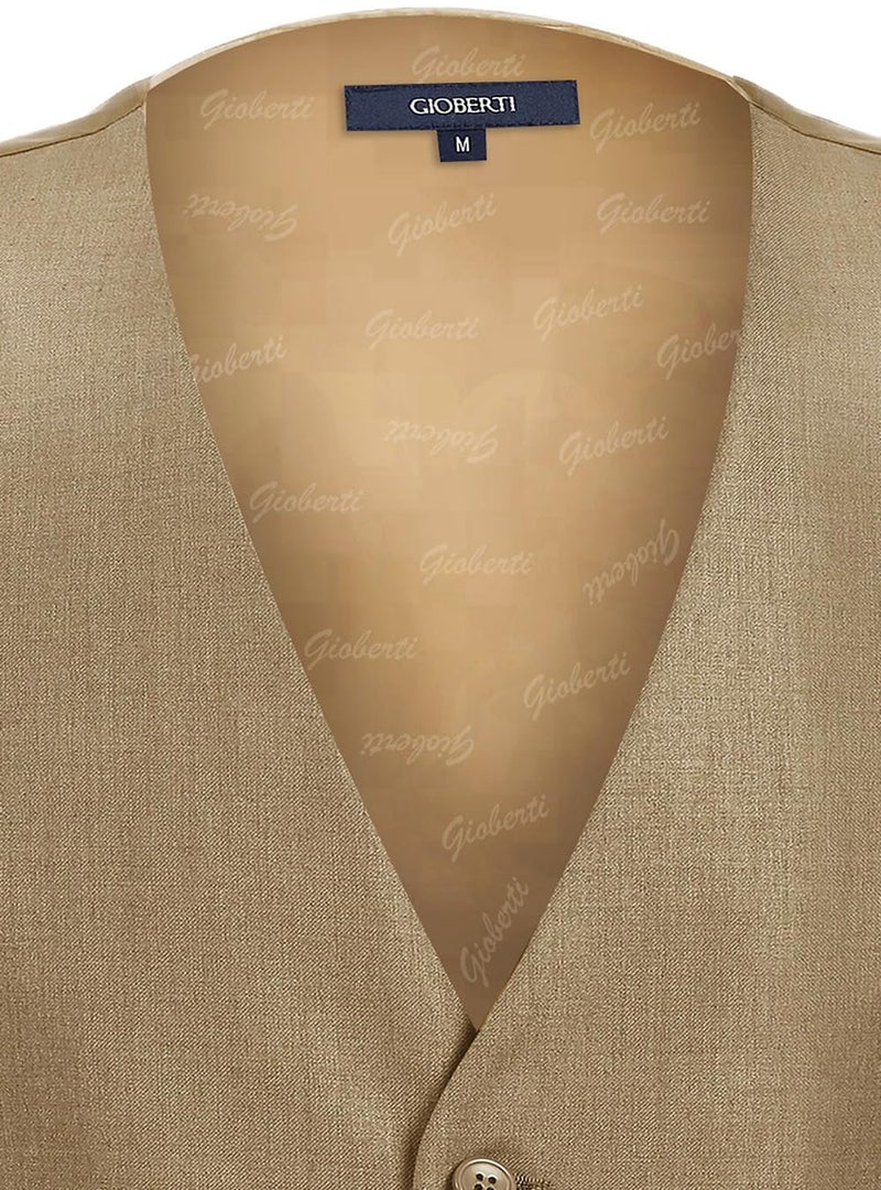 Gioberti Men's Formal Suit Vest Fit for Business or Casual Dress, Khaki, Medium - Image 5