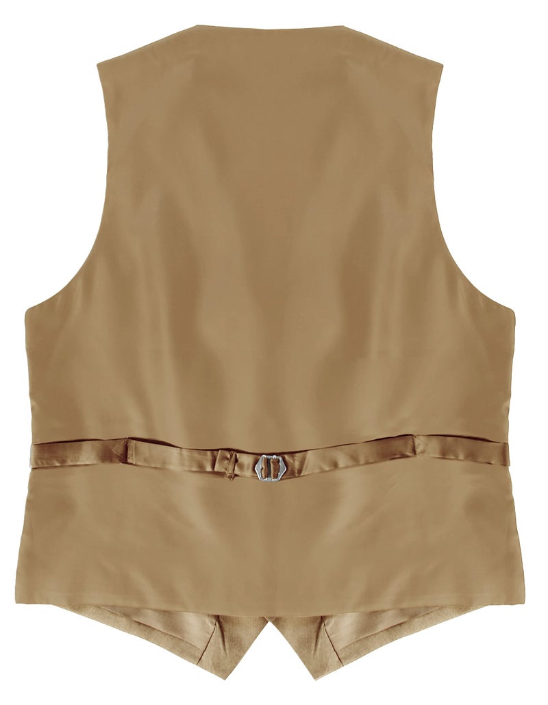 Gioberti Men's Formal Suit Vest Fit for Business or Casual Dress, Khaki, Medium - Image 3