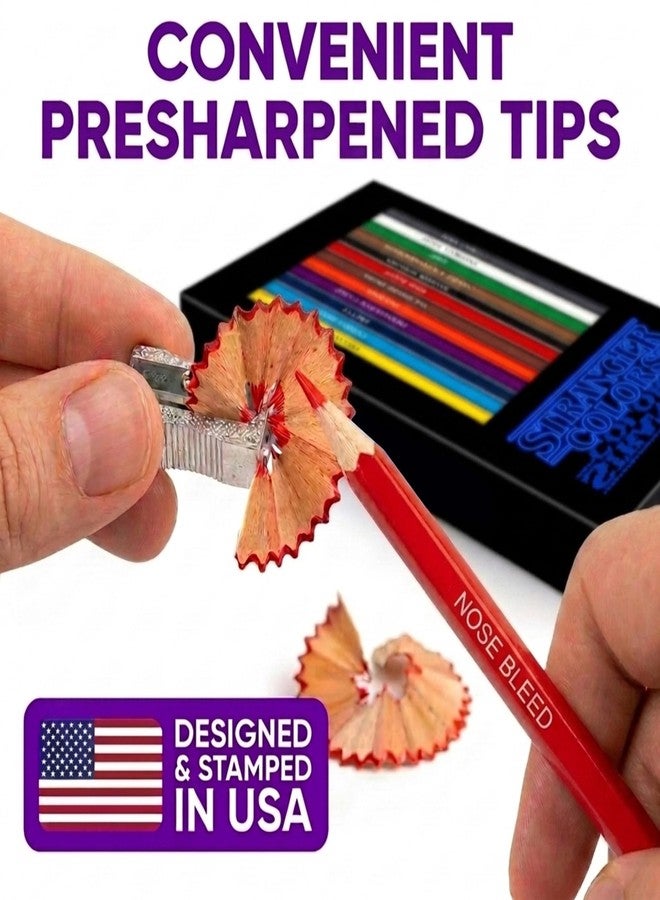 Pun Labs Stranger Things Colors Colored Pencils - 12 Stranger Things-Inspired Parody Pencil set with Clever Foil-Stamped Names, Soft Core Colored Pencils for Drawing, Coloring Books & Journals - Image 4