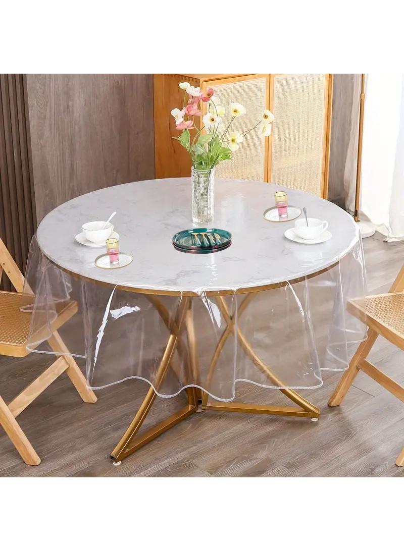 الأزرق جي دبليو جولة شفافة كيس من البلاستيك مفرش المائدة ، بولي كلوريد الفينيل الجدول مجموعة الحماية ، طاولة الطعام ، مجموعة للماء ، مفرش المائدة - Image 1