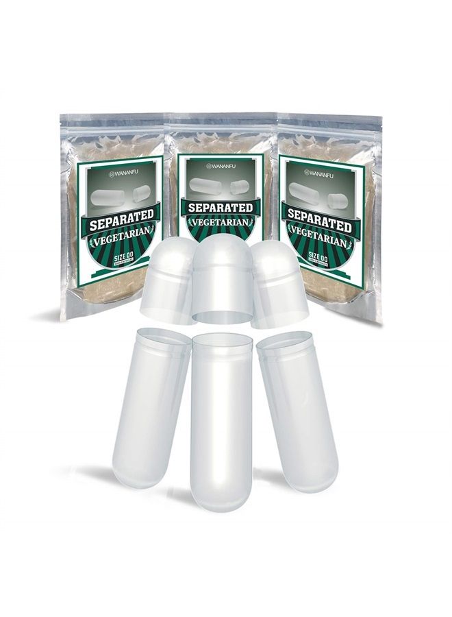 Wananfu Pre-Separated Empty Capsules 00 Vegetarian, 1000 Count in Resealable Bags, Compatible with Capsule Filling Machine 00 - Image 1