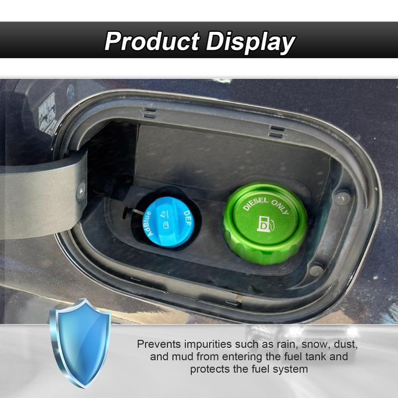 ROMELACK Green Magnetic Diesel Fuel Cap 6061 Aluminum Compatible with Chevrolet Silverado Tahoe Fit GMC Sierra Yukon 1500 3.0 2020-2024 - Image 4