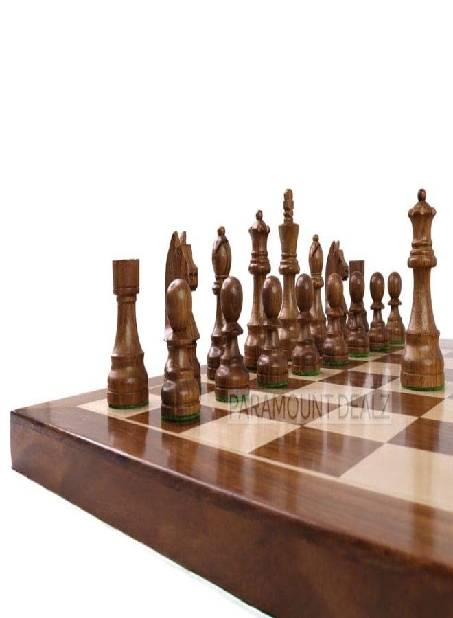 Playminds Premium Tournament Grand Masters Indian Rose Wood Handcrafted Flat Chess Board with 3.75" International Staunton Style Chess Pieces with 2 Extra Queens & Chess Box - Image 3
