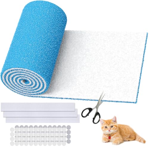 WAWINY Air Vent Filter Kit - 12" x 140" Cut to Fit Air Filter Materials MERV 8 Electrostatic Media Roll for Home Floor, Ceiling, AC, HVAC, RVC Furnace Vents, With 48PCs Adhesive Hook Tape - Image 1